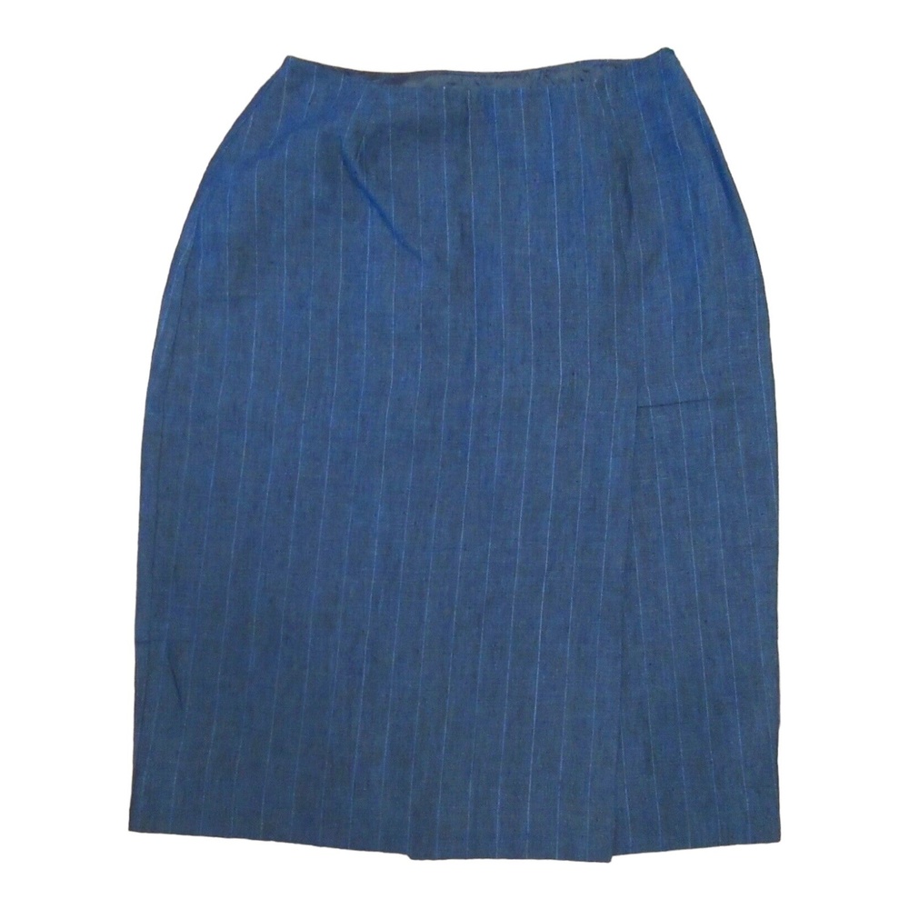 Merona Womens Pencil Skirt Tulip Blue Pinstriped Linen Mini Mid Rise 4 New